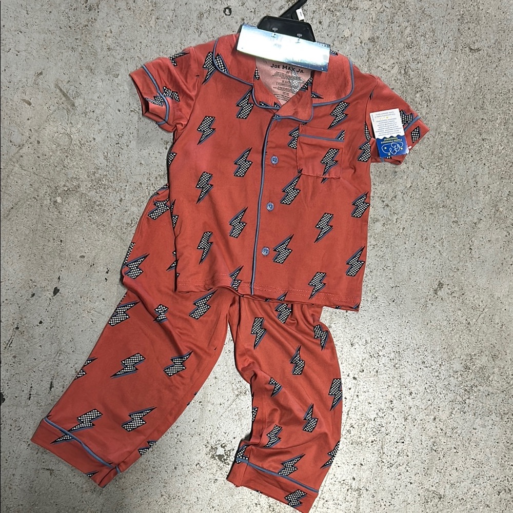 Kids Lightning Bolt Pajamas - Red 3T NWT